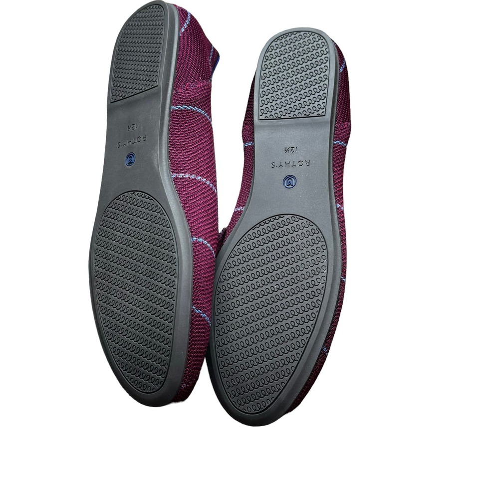 Rothy's The Plaid Slip On Loafer Lightweight Burgundy Grid Size W12.5 NWOB - Picture 9 of 10